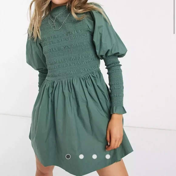 asos mini skater dress ASOS LUXE puff sleeve corset mini skater dress in white denim